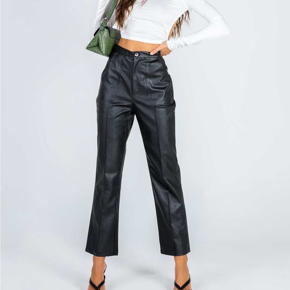 Princess Polly Black Leather Pants